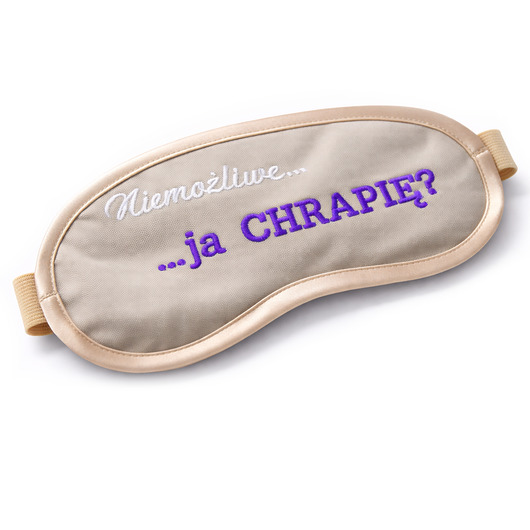 opaski na oczy OPASKA Beżowa bawełniana haftowana Niemożliwe, ja chrapię? PREZENT