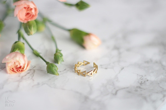 Raw Brass Tiny Triangles Ring Le Boho Bleu