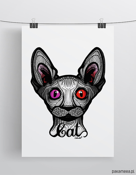 Plakat Dotwork Cat WISIMITU