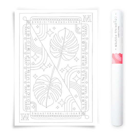 plakaty Plakat do Kolorowania Roślina Doniczkowa Monstera Deliciosa 50x70cm