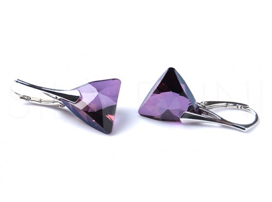 Kolczyki kryształ SWAROVSKI Triangle Fiolet silverine