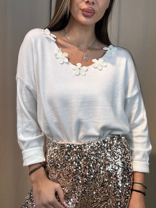 swetry damskie  Sweter Fiore Bianco