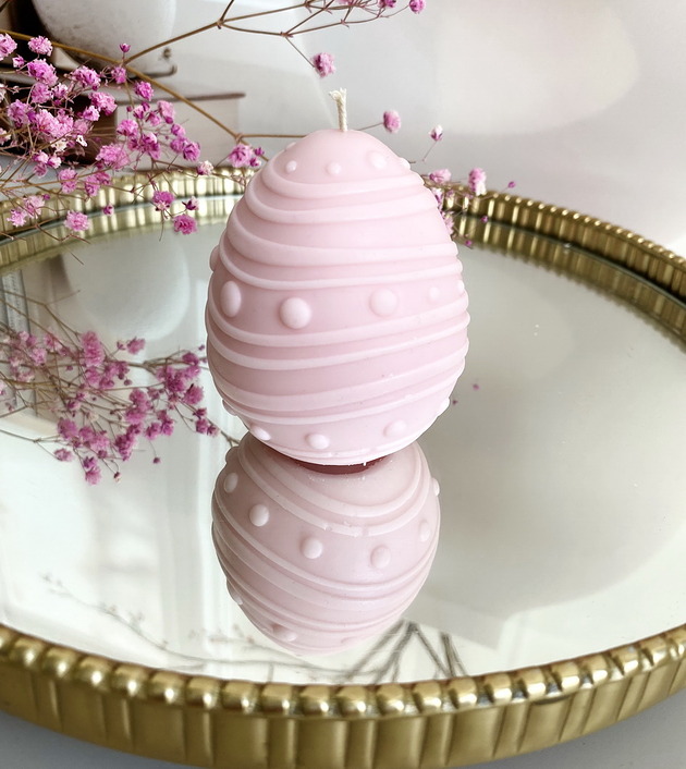 świeczniki i świece Świeca ekologiczna sojowa dekoracyjna jajko wielkanocne kolor wosku różowy