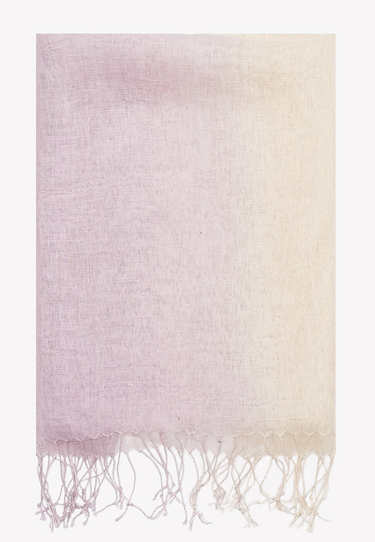 szale damskie Lekki Szal len 100% różowo-kremowy 55cm x 180cm