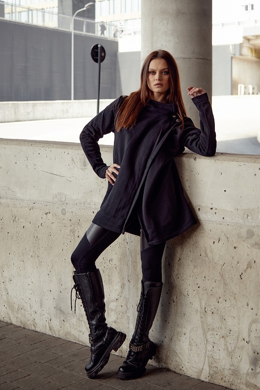 bluza z kapturem damska Bluza / płaszcz ROBIN kolor czarny