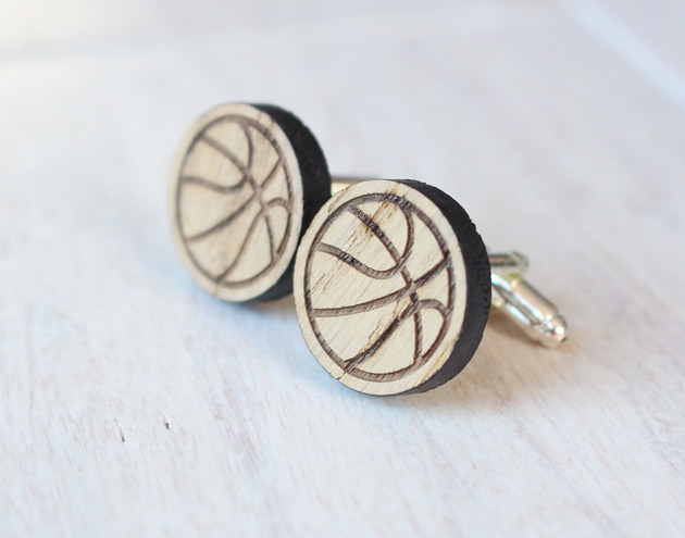 spinki do mankietów Drewniane spinki do mankietów KOSZYKÓWKA