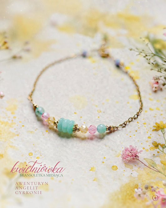 bransoletki z kamieni naturalnych Kwietniówka, bransoletka z awenturynem i angelitem