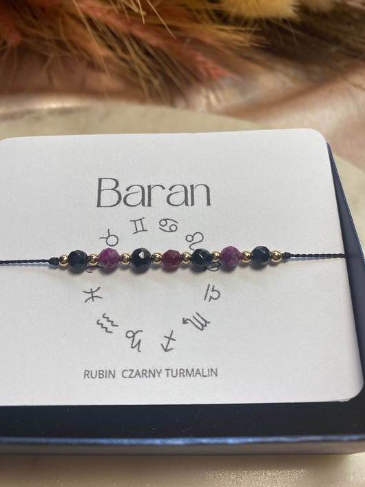 bransoletki na sznurku Bransoletka nić jedwabna, kamienie naturalne, bransoletka Zodiakalna Baran
