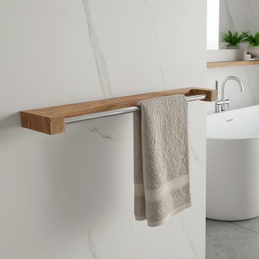 dodatki - łazienka - różne Minimalistyczny Drewniany wieszak ścienny do łazienki na ręczniki