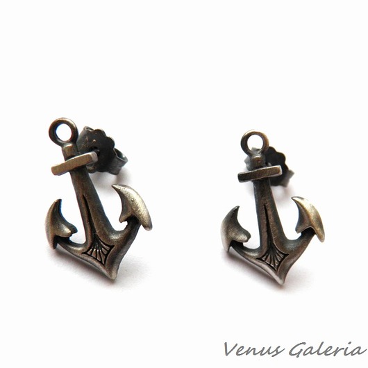 Kotwice na sztyftach - kolczyki srebrne  VENUS GALERIA