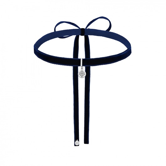 Granatowy aksamitny choker z rozetką  SOTHO