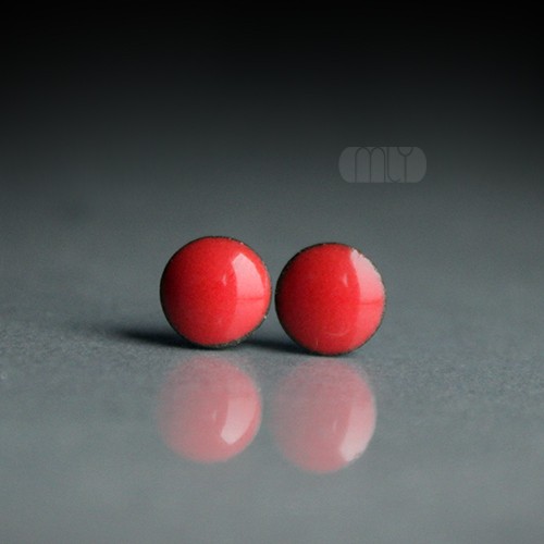 kolczyki ceramiczne Mini Pomidorki 6mm/stal chirurgiczna