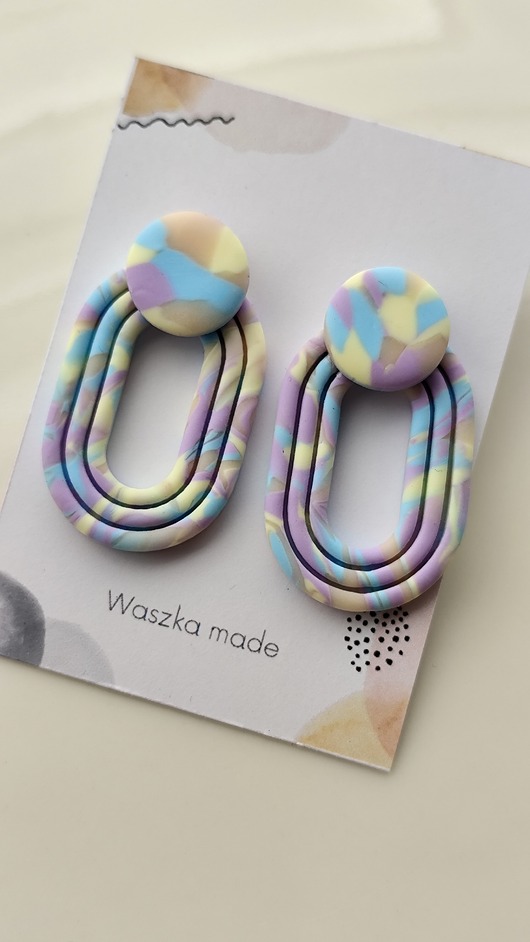 kolczyki z masy plastycznej Kolczyki wiszące pastelowe