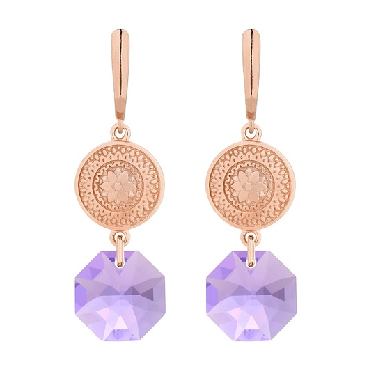 kolczyki swarovski Długie kolczyki z różowego złota z medalionami i kryształami SWAROVSKI