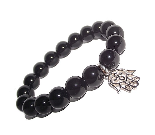Srebrna hamsa w kamieniu Czaki Bransoletki