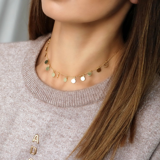 chokery Choker blaszki srebro 925 pozłacane