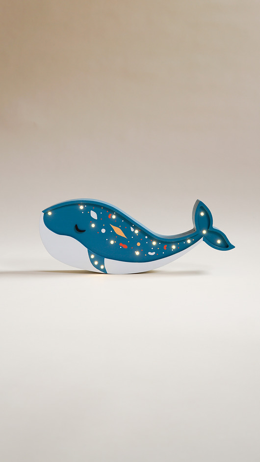lampy do pokoju dziecka Drewniana Lampka Wieloryb - Sea Blue