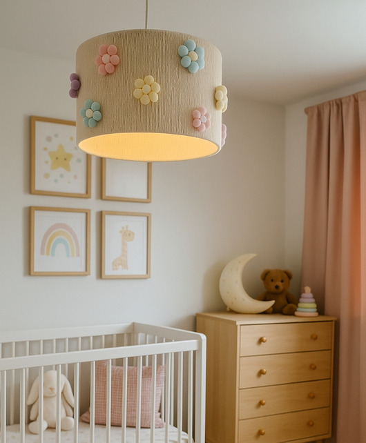 lampy do pokoju dziecka Lampa dziecięca w pastelowe kwiatki