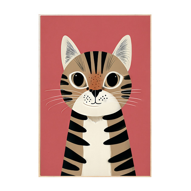 obrazy i plakaty do pokoju dziecięcego Plakat kolorowy dla dzieci różowy kotek kot