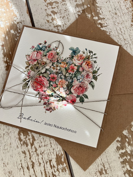 kartki scrapbooking Ręcznie robiona kartka na dzień babci z gotowymi życzeniami