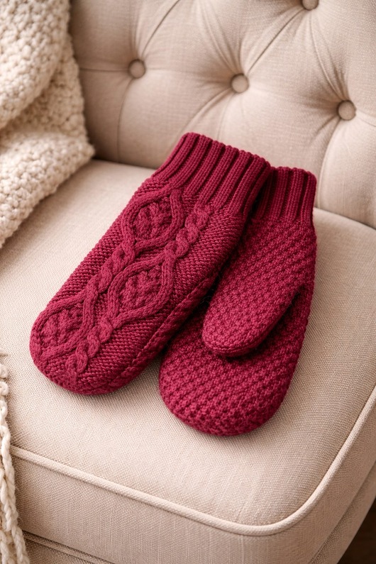 rękawiczki damskie Luksusowo miękkie rękawiczki -100% wełny merynosów  Jagoda