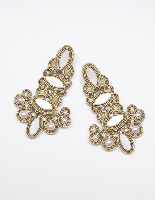 kolczyki soutache Bardzo duże złote kolczyki - barokowe złoto