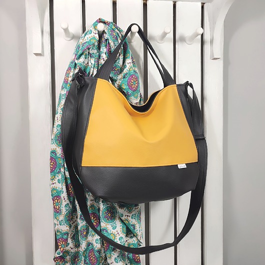 torby na ramię Miodowa listonoszka 3w1, żółta torebka na ramię, damska torba shopper