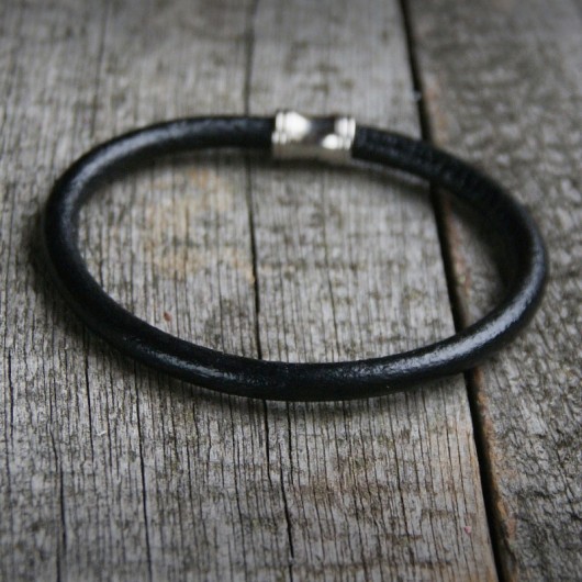 biżuteria męska męska bransoletka : SKÓRA : simple black II