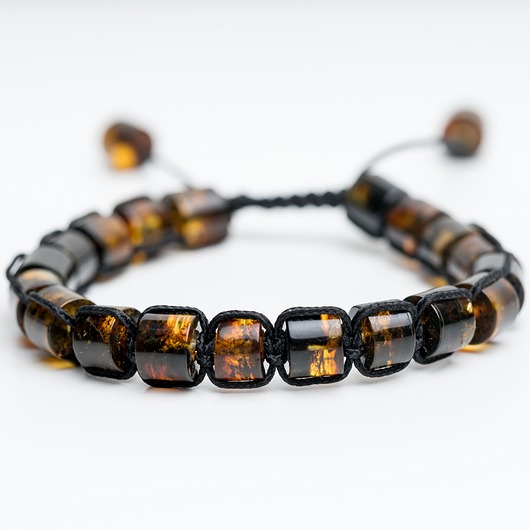 biżuteria męska Bransoletka męska z bursztynu bałtyckiego typu makrama