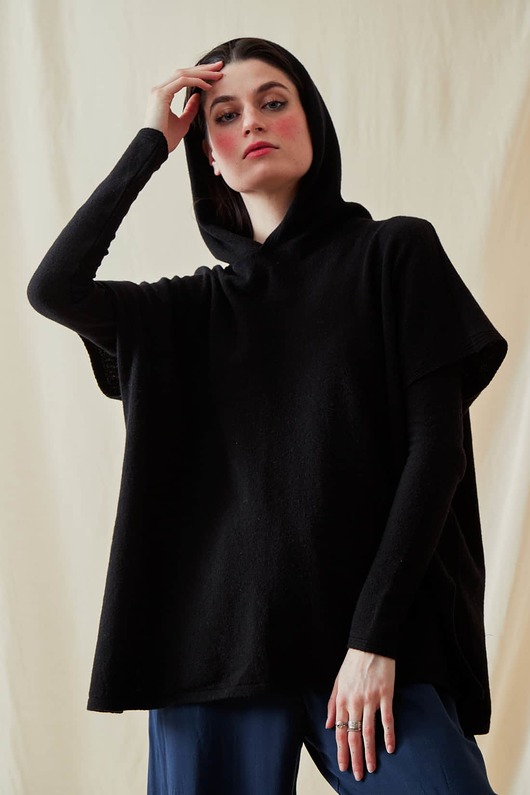 bluza z kapturem damska Sweter z kapturem oversize IBIZA Blue