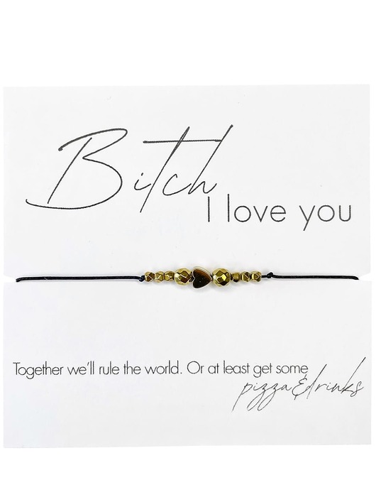 bransoletki na sznurku Bi.ch I love you Bransoletka z kamieni naturalnych Hematyt