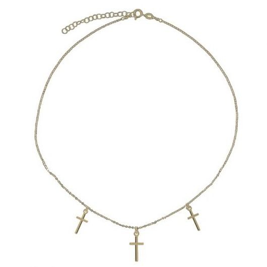 Srebrny pozłacany naszyjnik choker z krzyżykami  ATdiament