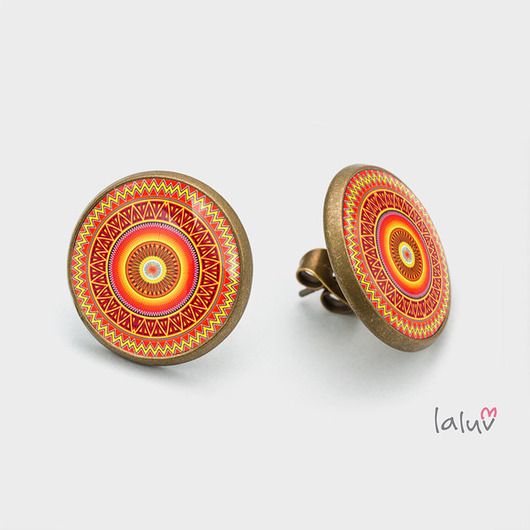 Kolczyki sztyfty AZTECKA MANDALA laluv