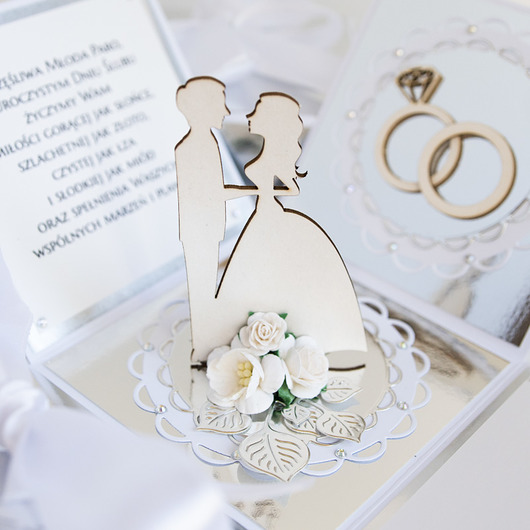 kartki scrapbooking Pamiątka ślubu, exploding box, kartka