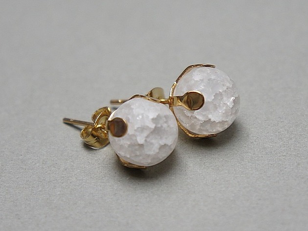 kolczyki z kamieniami Dots - Kwarc white vol. 2 - sztyfty