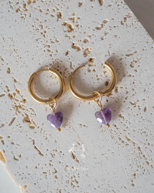 kolczyki z kamieniami Kolczyki 2w1 z zawieszką z kamienia naturalnego