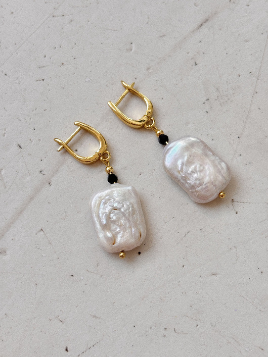 kolczyki pozłacane Kolczyki pozłacane Onyks z perłą