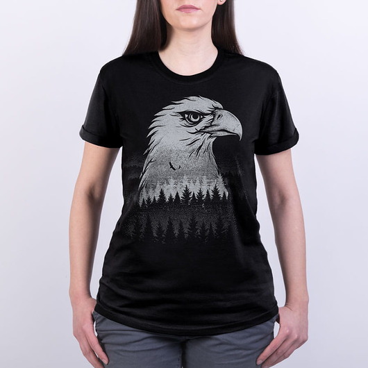 t-shirt damskie Koszulka damska ORZEŁ BIELIK czarna -