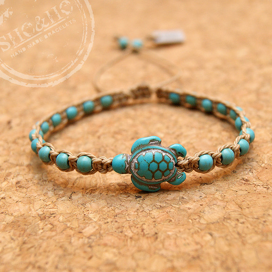 bransoletki na sznurku Żółw - light blue