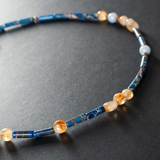 kolie Naszyjnik z cytrynem, angelitem i jaspisem cesarskim. [ŁN12]