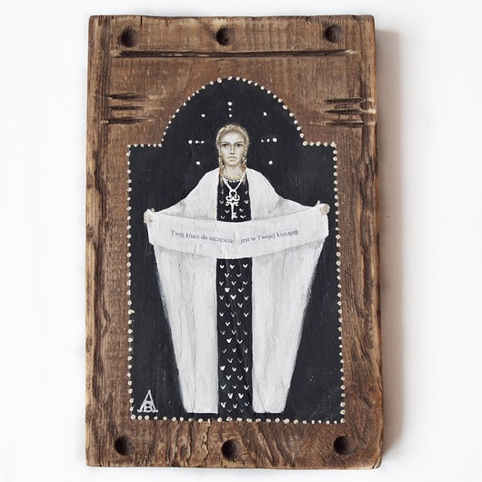 obrazy Anioł Klucznik XVIII obraz ręcznie malowany na drewnie