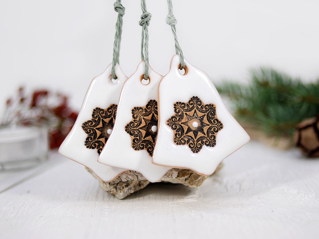 3 ceramiczne dekoracje choinkowe 10FingersArt