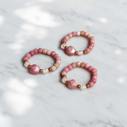 pierścionki elastyczne MIŁOŚĆ :: pierścionek : rodonit, kryształ górski,hematyt