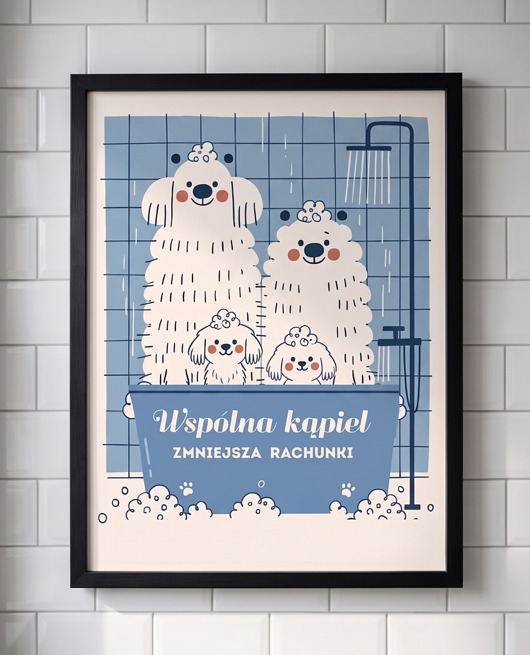 plakaty Plakat 30x40 wspolna kąpiei psy niebieski plakat