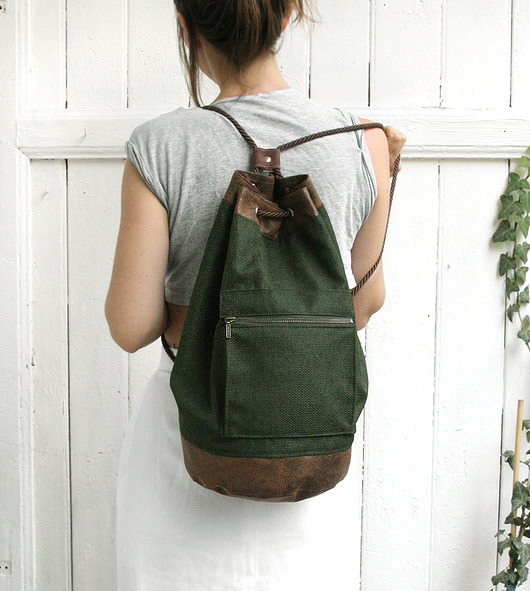  worek plecak - bottle green& chocolate - elfagado