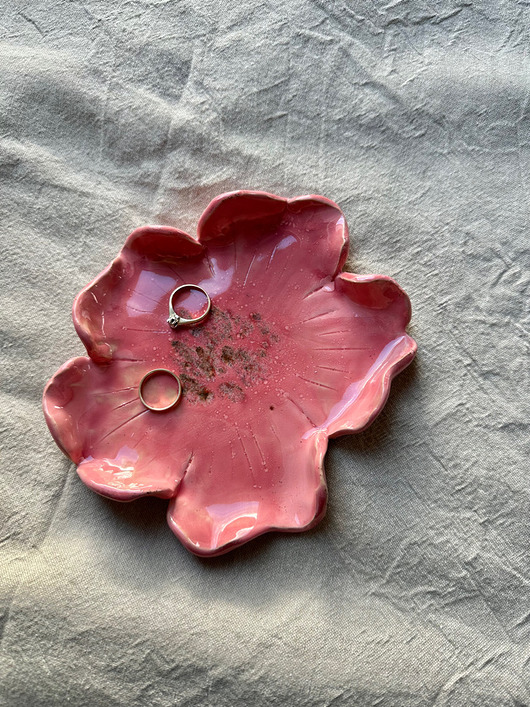 pojemniki na biżuterię Ceramiczna podstawka Różowy Kwiat
