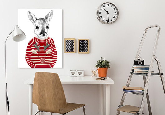 obrazy i plakaty do pokoju dziecięcego OBRAZ NA PŁÓTNIE -  60x80 cm JELONEK