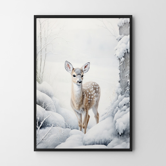 obrazy i plakaty do pokoju dziecięcego Plakat Zimowa Sarenka