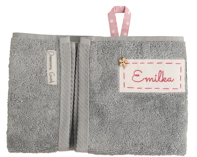 przewijaki i ręczniki dla dzieci Ręcznik szary do przedszkola z imieniem 500g r