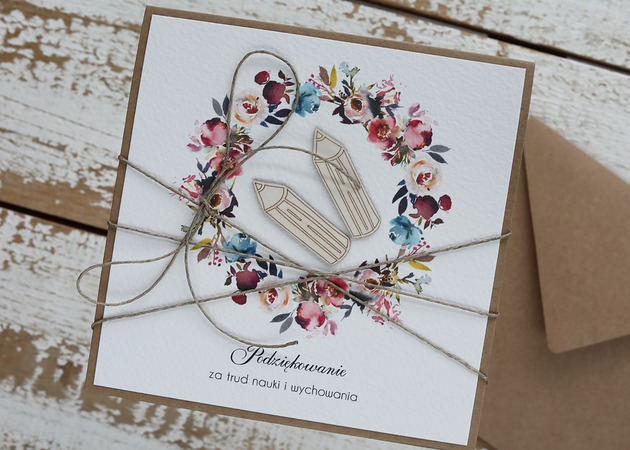 kartki scrapbooking Stylowa kartka dla nauczyciela wychowawcy